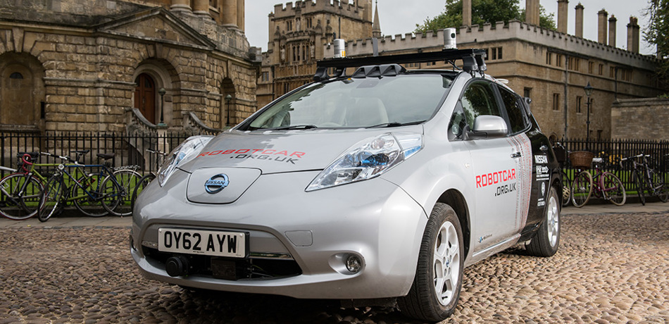 Robot car parked in front of the Radcliffe Camera.