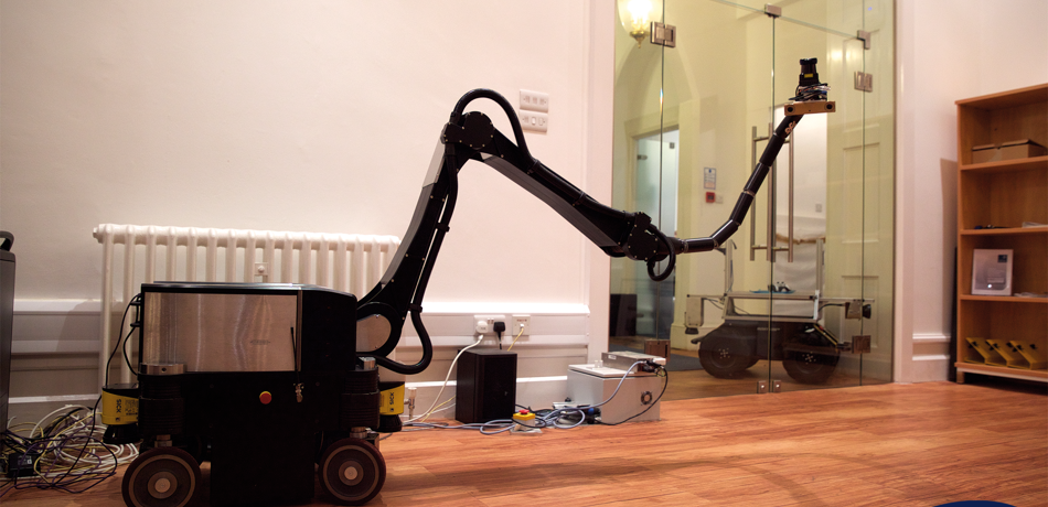 snake arm robot in indoor room. 