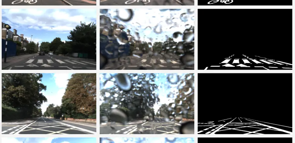 street view images showing clear, rain and night time view. 
