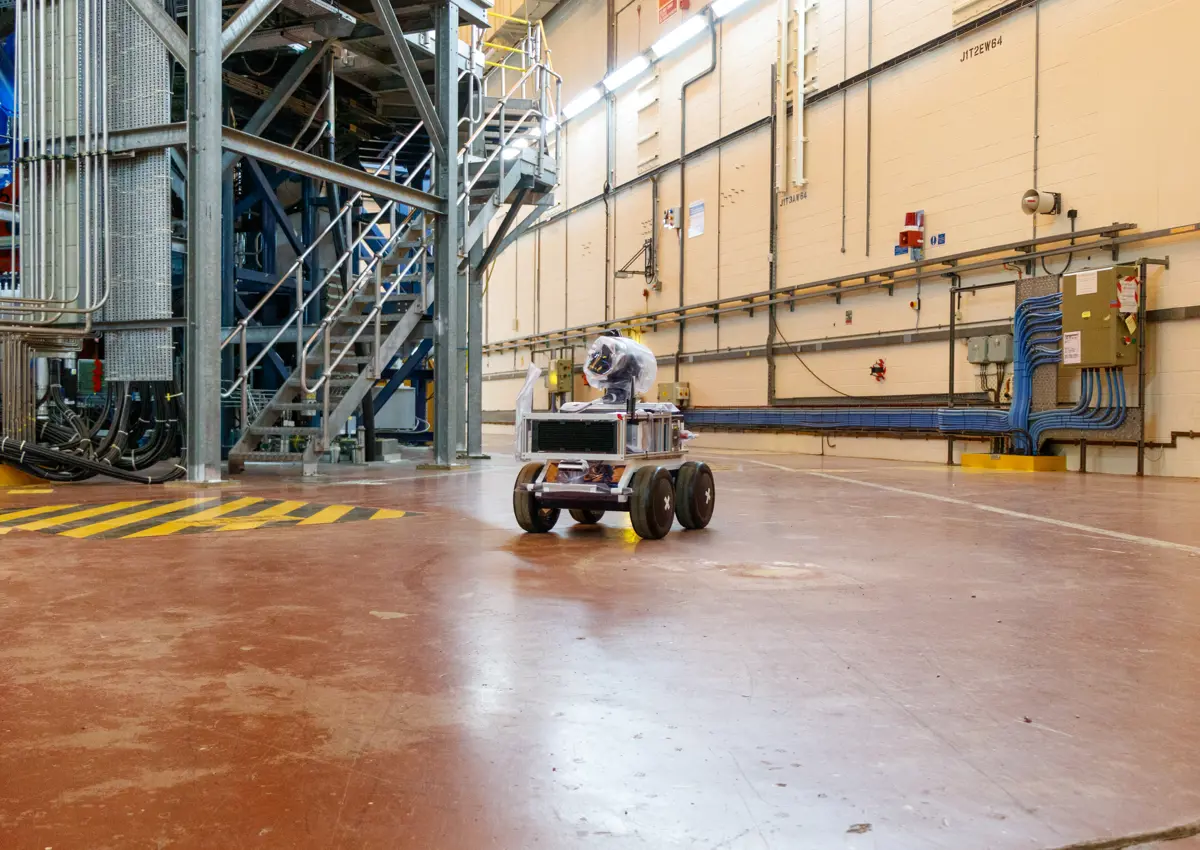 Husky Robot driving in Nuclear Facility
