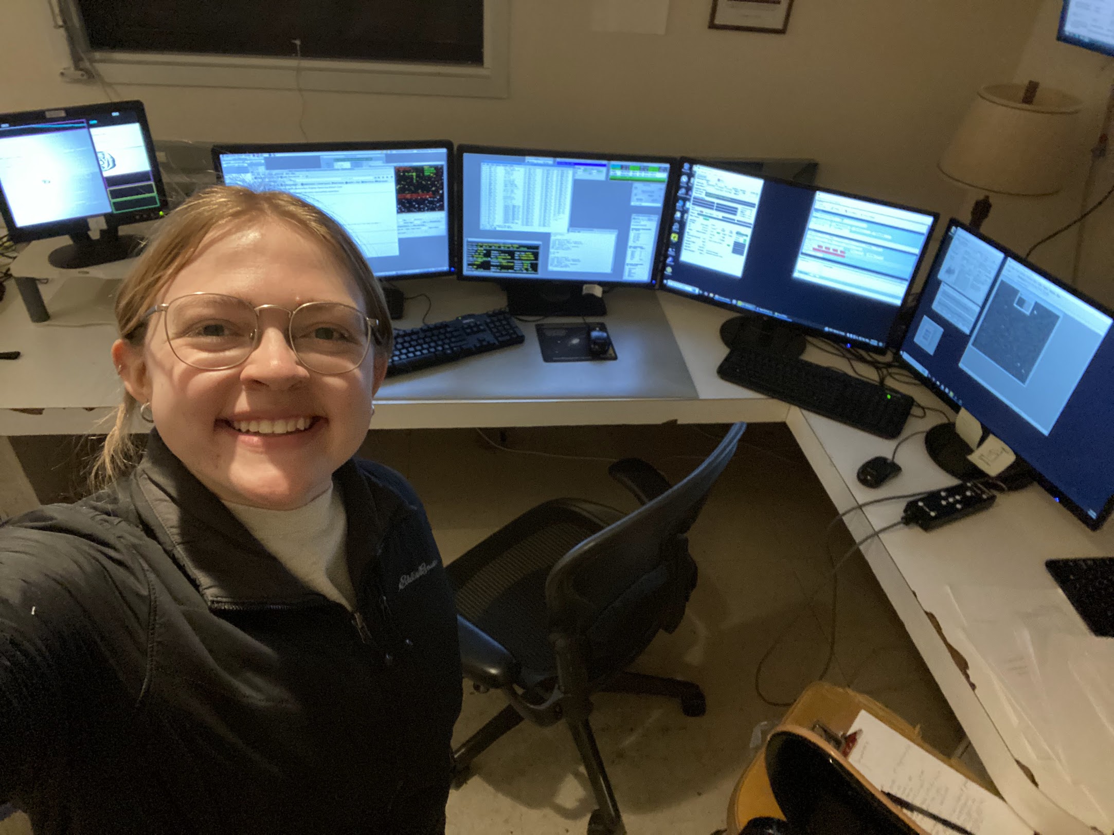 Kate Lampo, MSc by Research student, operating some of the large telescopes at the MDM Observatory in Arizona