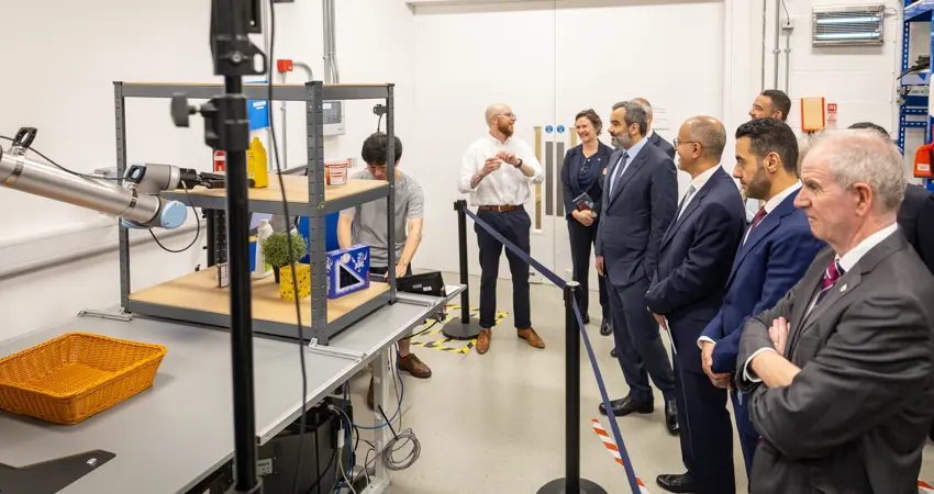 His Excellency Minister Abdullah Alswaha, Minister for Communication and Information Technology of Saudi Arabia, and Lord Patrick Vallance, Minister for Science, Research and Innovation (UK) were welcomed to the Oxford Robotics Institute by Vice-Chancellor Professor Irene Tracey